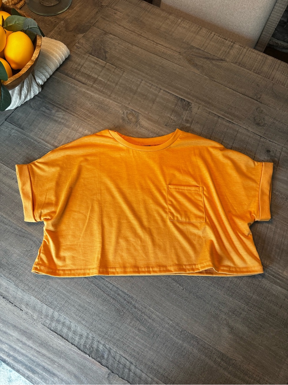 SHEIN Orange Tie-Dye Crew Neck Top
